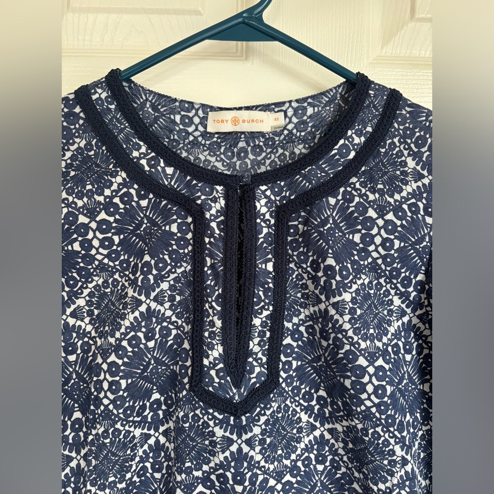 Tory Burch Navy and White Patterned Dress - Picture 7 of 15